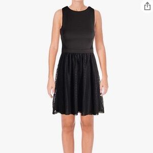 Jessica Simpson Black Scuba Lace Fit-and-Flare Dress Size 6 Formal Hoco Dance
